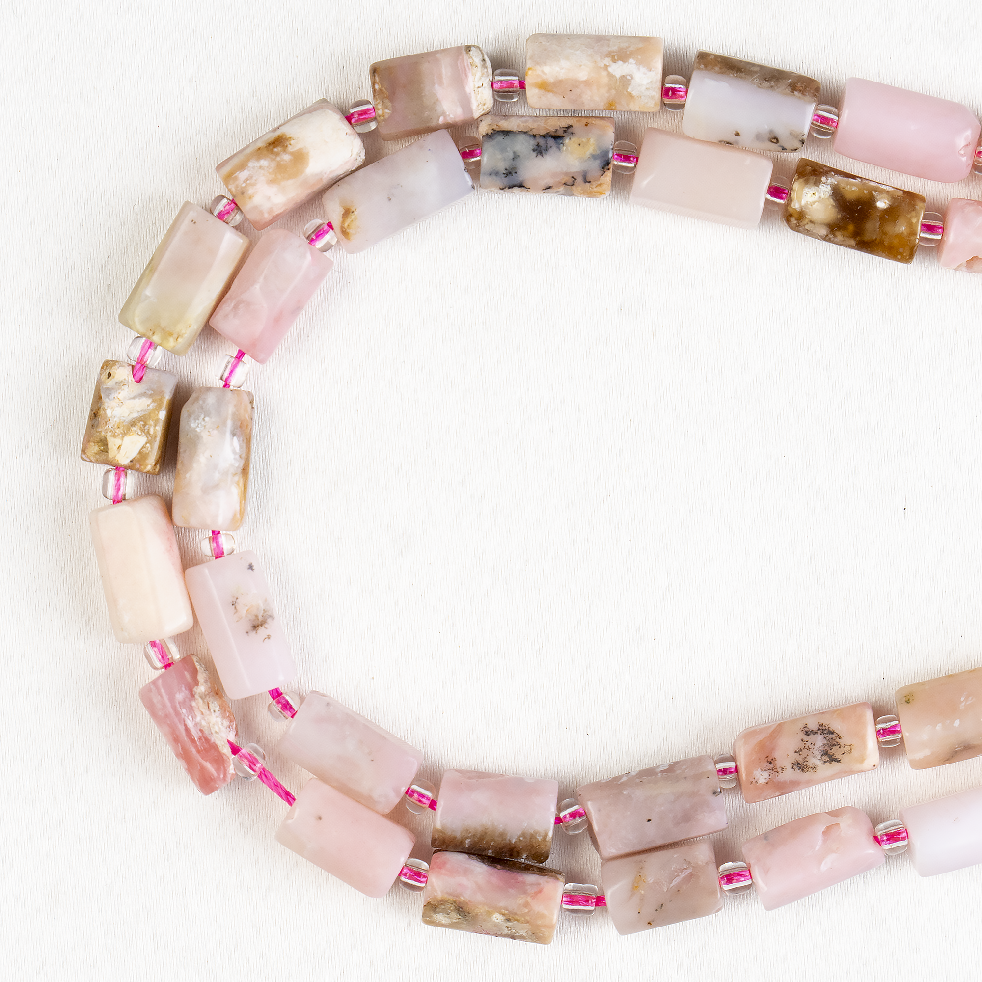 Pink Opal Gemstone Pipe Bead, Crystal Healing Tube Beads.  DestGlow