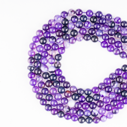 Purple Banded Agate Beads, Natural Crystal Round Beads 6mm to 10mm  DestGlow