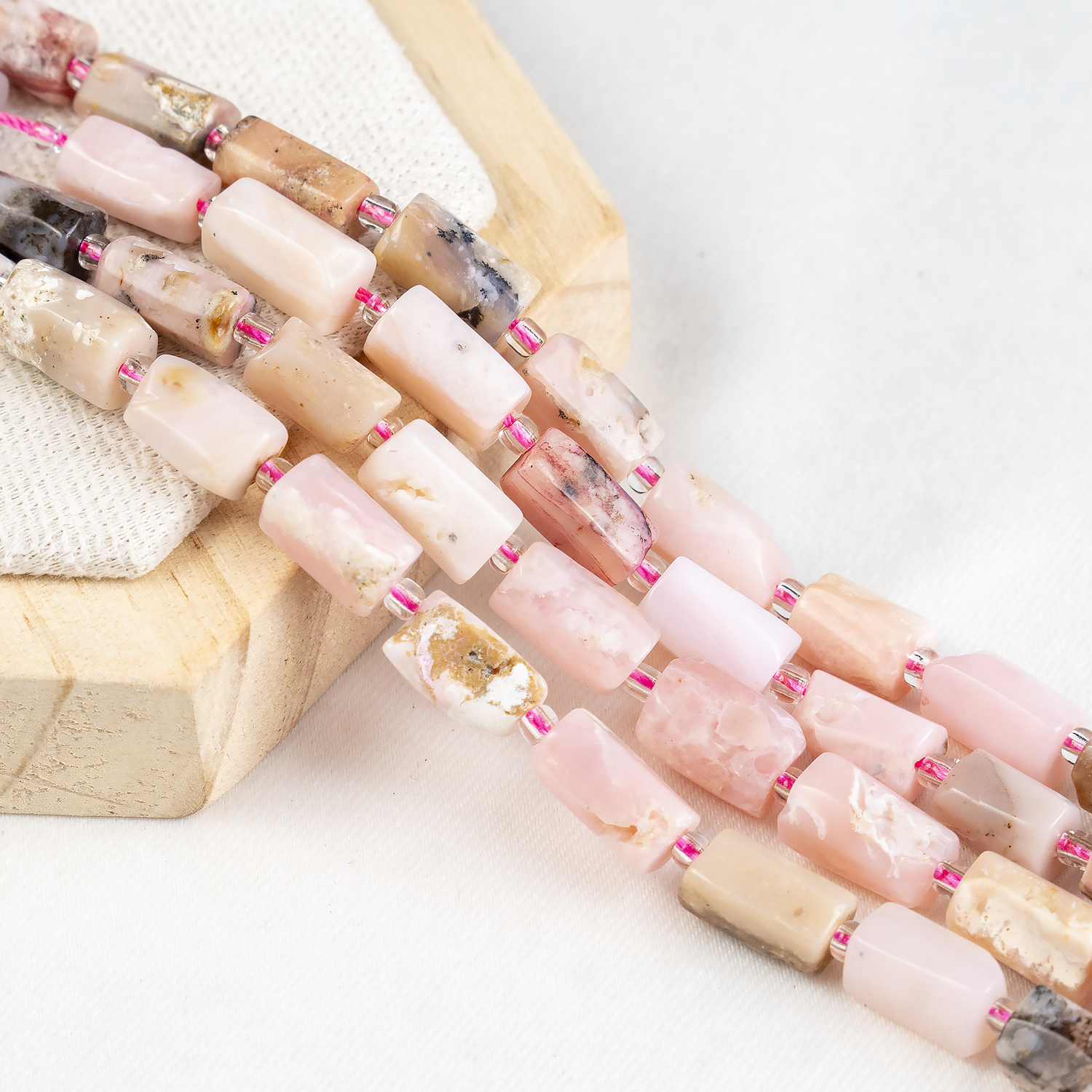 Pink Opal Gemstone Pipe Bead, Crystal Healing Tube Beads.  DestGlow