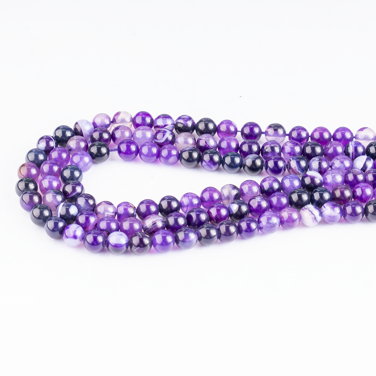 Purple Banded Agate Beads, Natural Crystal Round Beads 6mm to 10mm