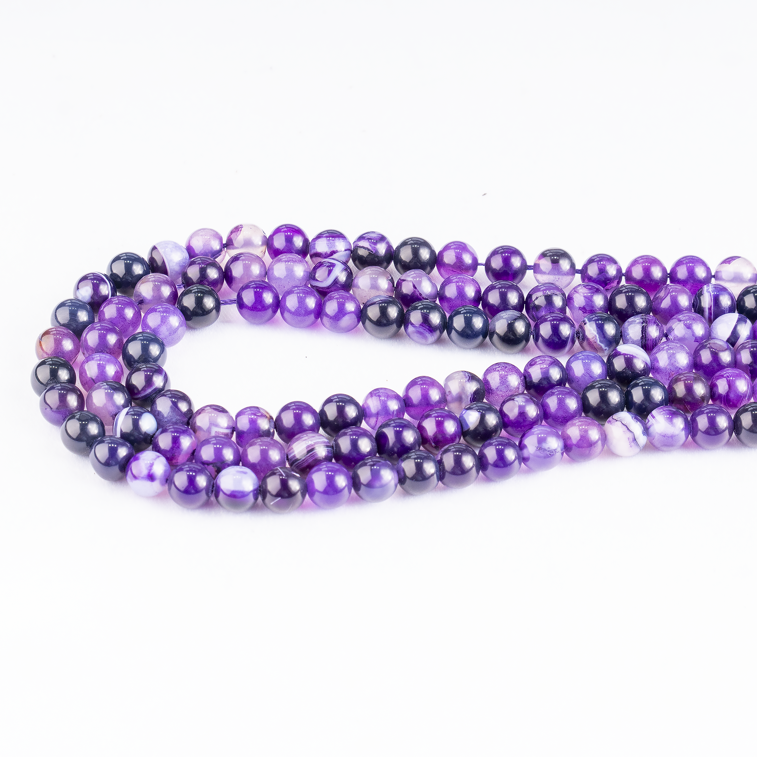 Purple Banded Agate Beads, Natural Crystal Round Beads 6mm to 10mm