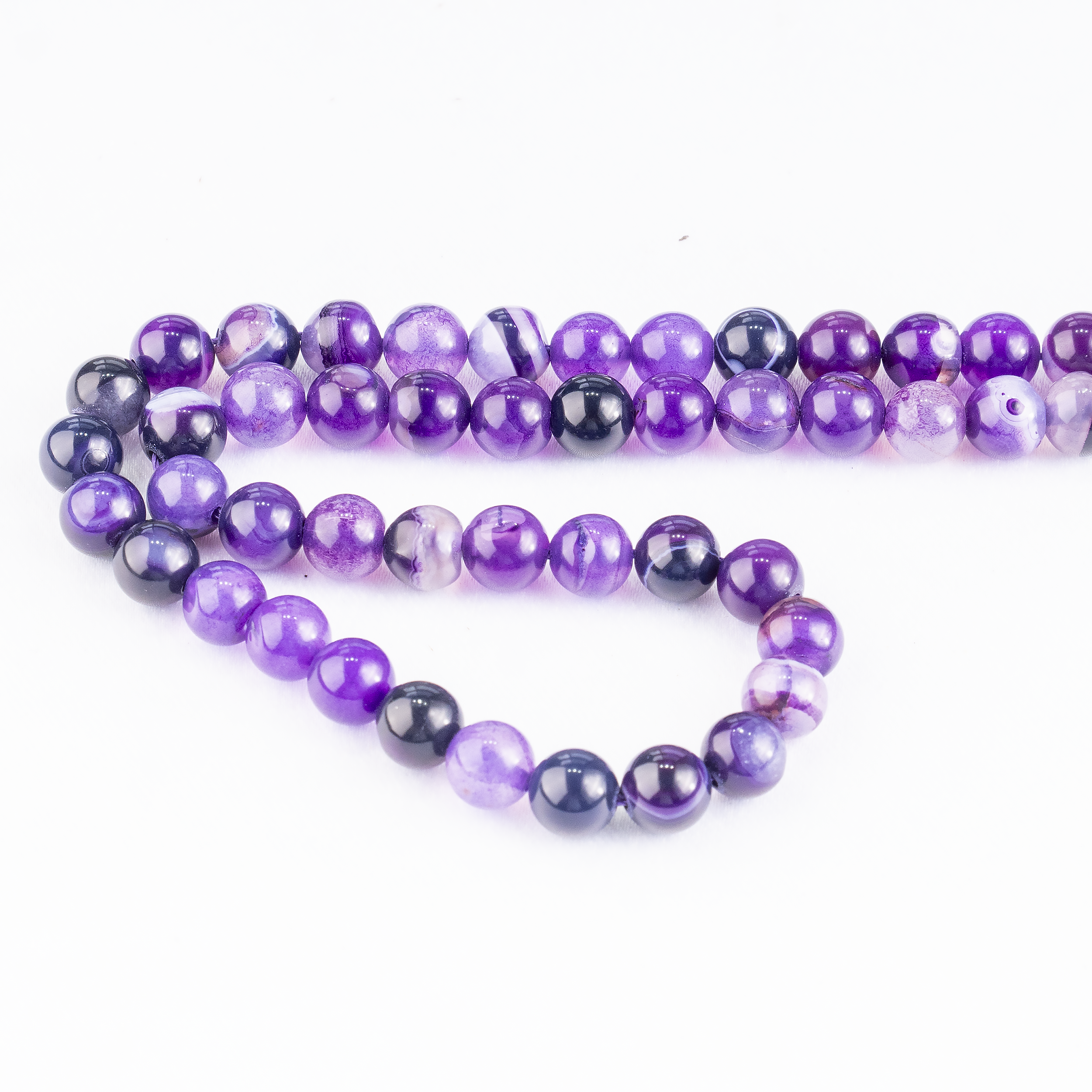 Purple Banded Agate Beads, Natural Crystal Round Beads 6mm to 10mm  DestGlow