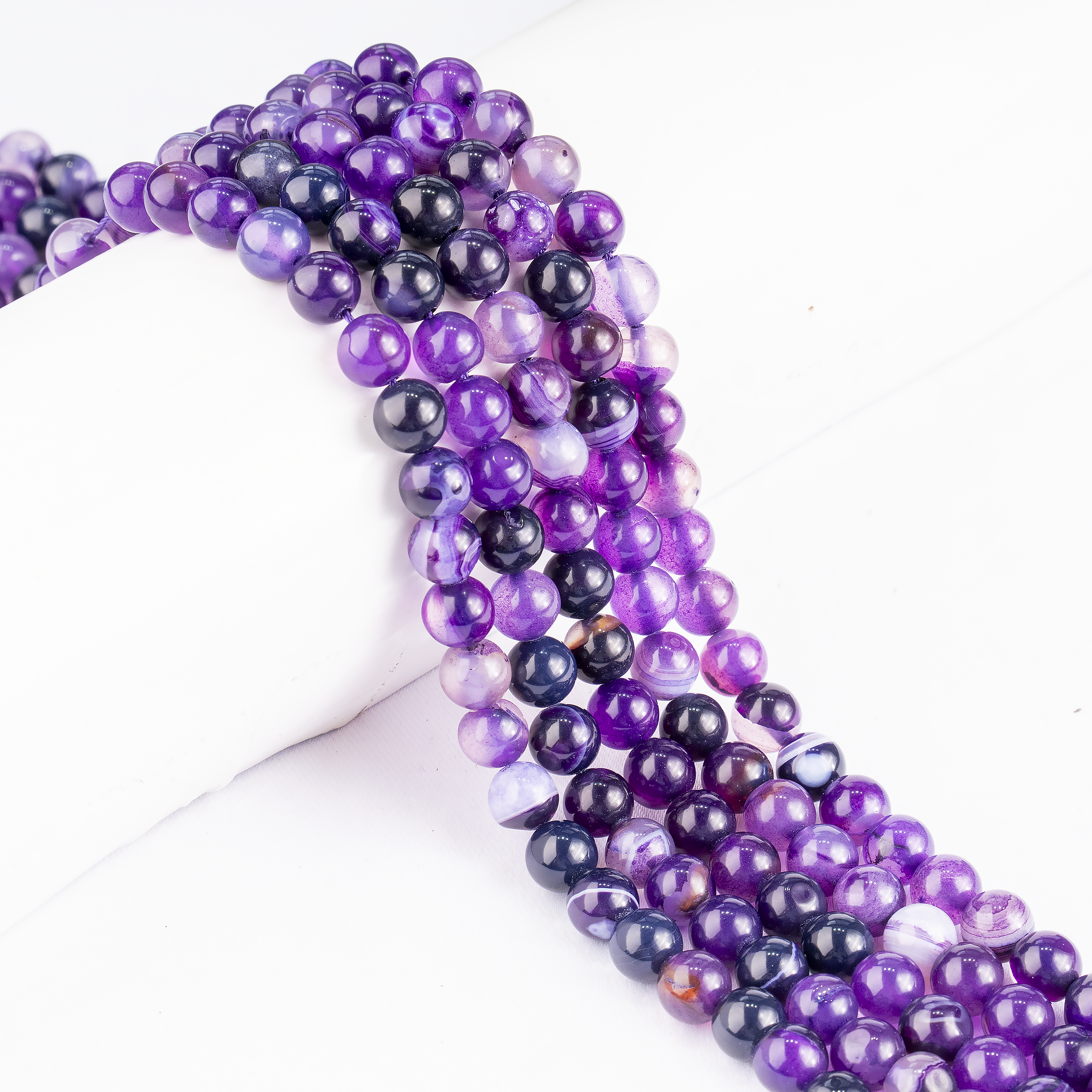 Purple Banded Agate Beads, Natural Crystal Round Beads 6mm to 10mm  DestGlow