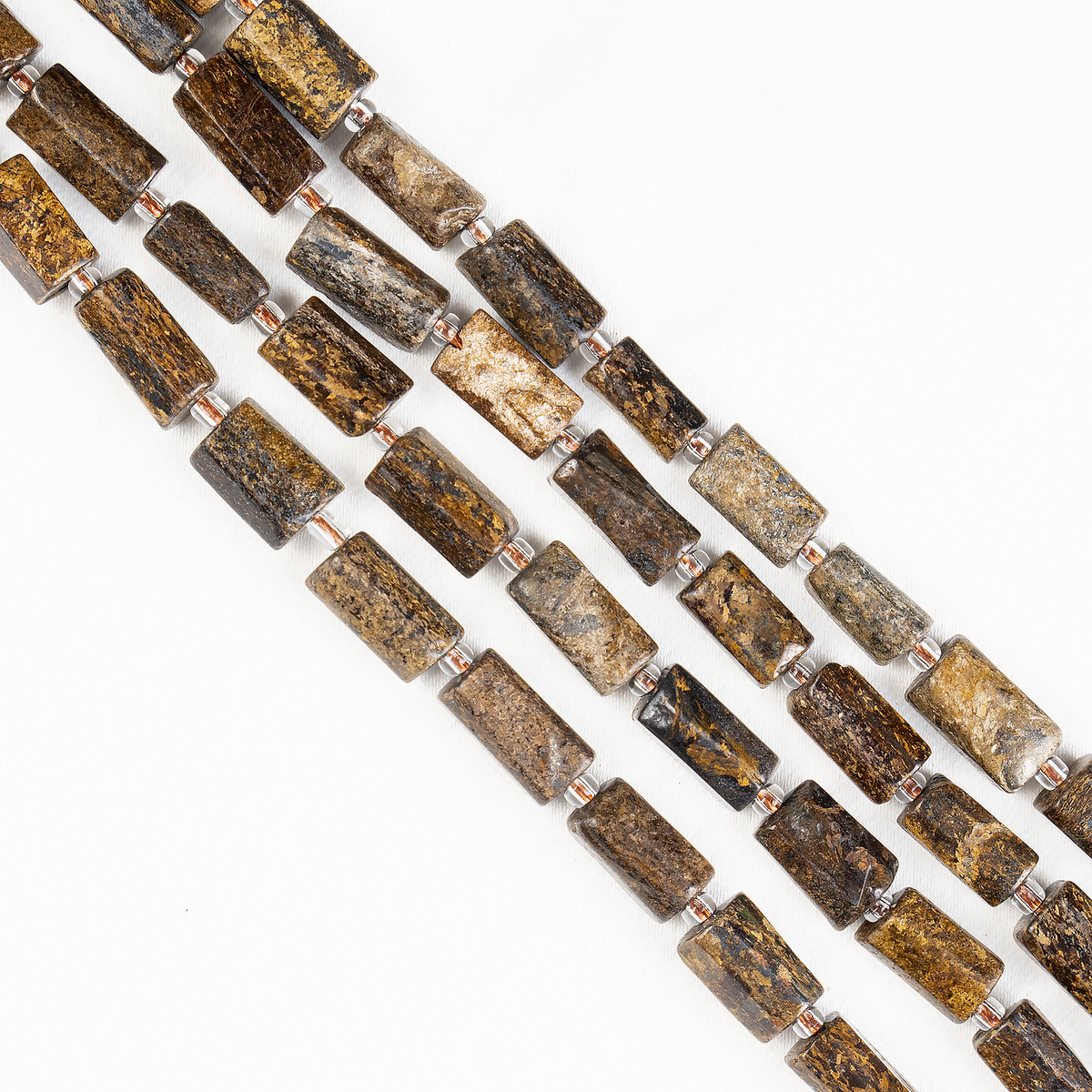 Bronzite  Gemstone Pipe Bead, Crystal Healing Tube Beads.