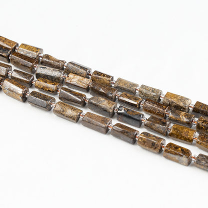 Bronzite  Gemstone Pipe Bead, Crystal Healing Tube Beads.