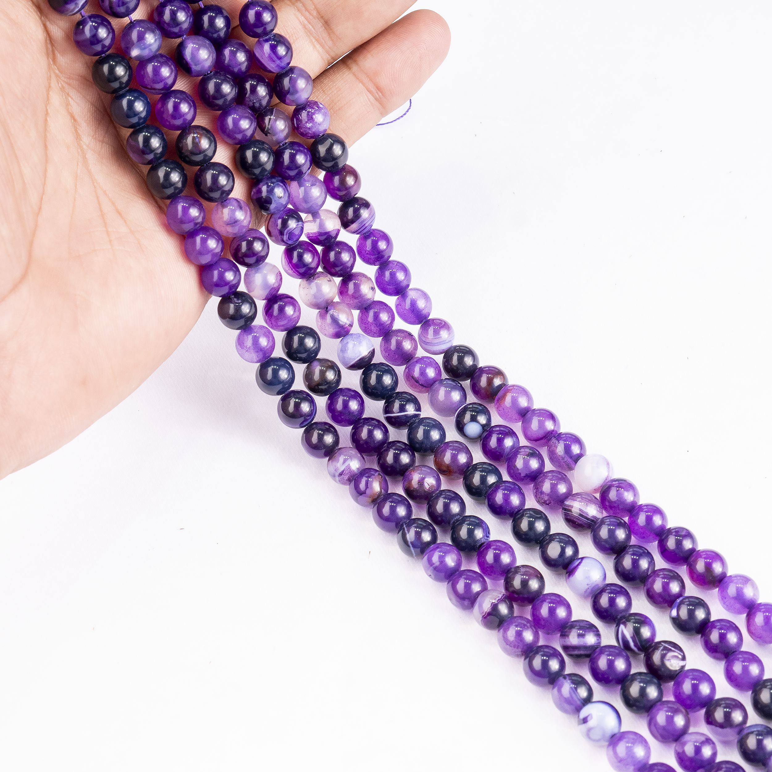Purple Banded Agate Beads, Natural Crystal Round Beads 6mm to 10mm  DestGlow