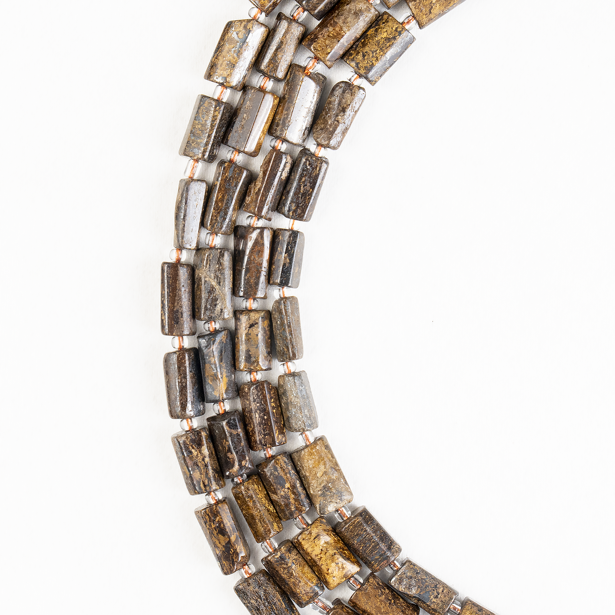 Bronzite  Gemstone Pipe Bead, Crystal Healing Tube Beads.