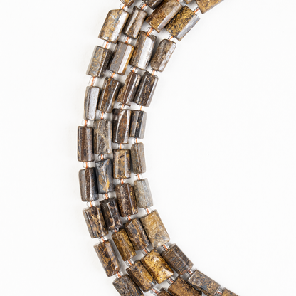 Bronzite  Gemstone Pipe Bead, Crystal Healing Tube Beads.