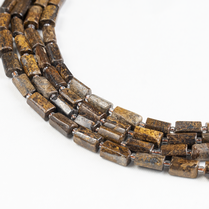 Bronzite  Gemstone Pipe Bead, Crystal Healing Tube Beads.