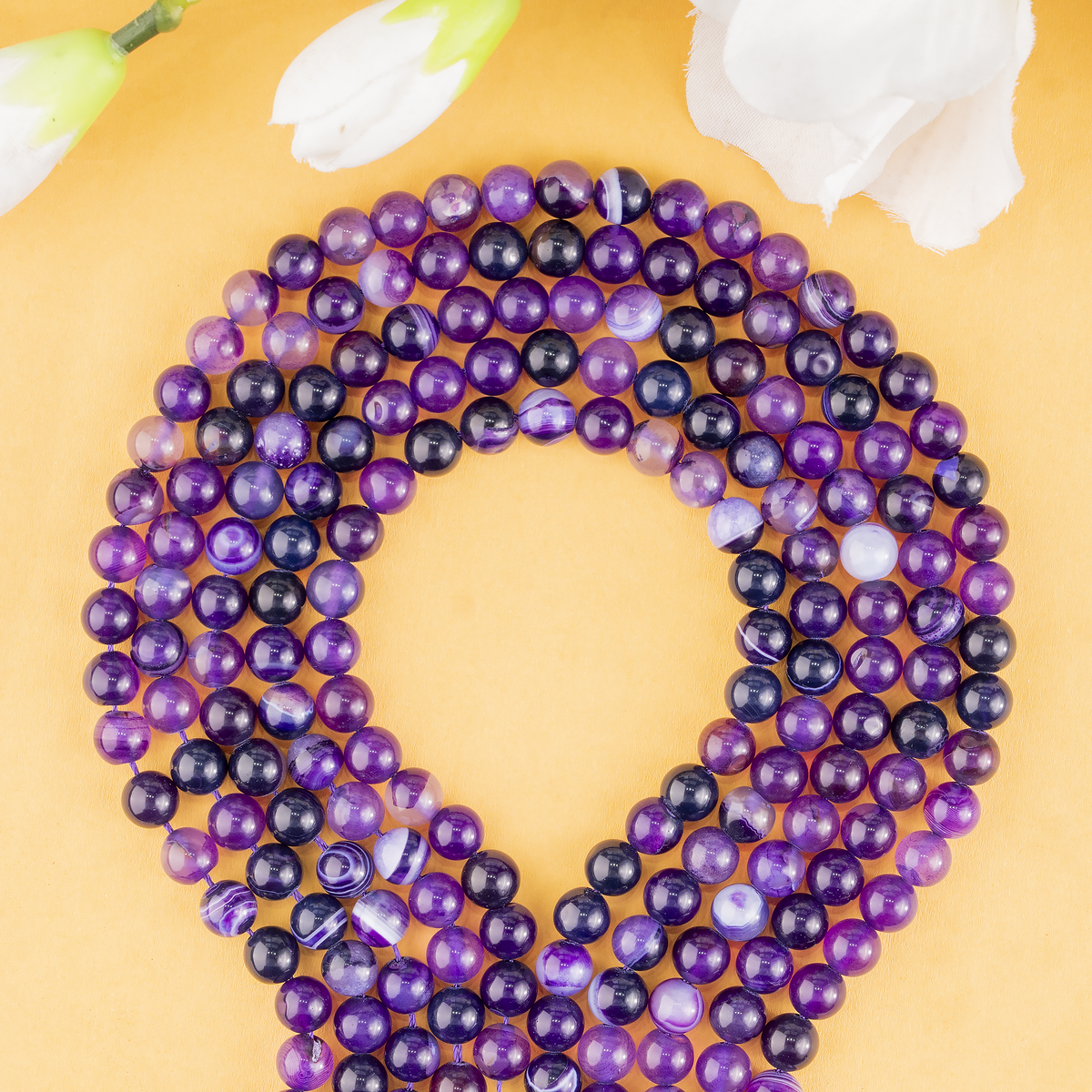 Purple Banded Agate Beads, Natural Crystal Round Beads 6mm to 10mm