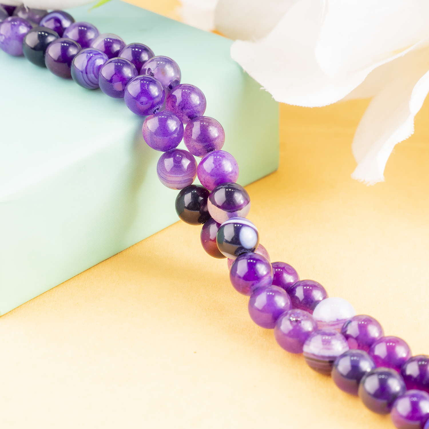 Purple Banded Agate Beads, Natural Crystal Round Beads 6mm to 10mm  DestGlow