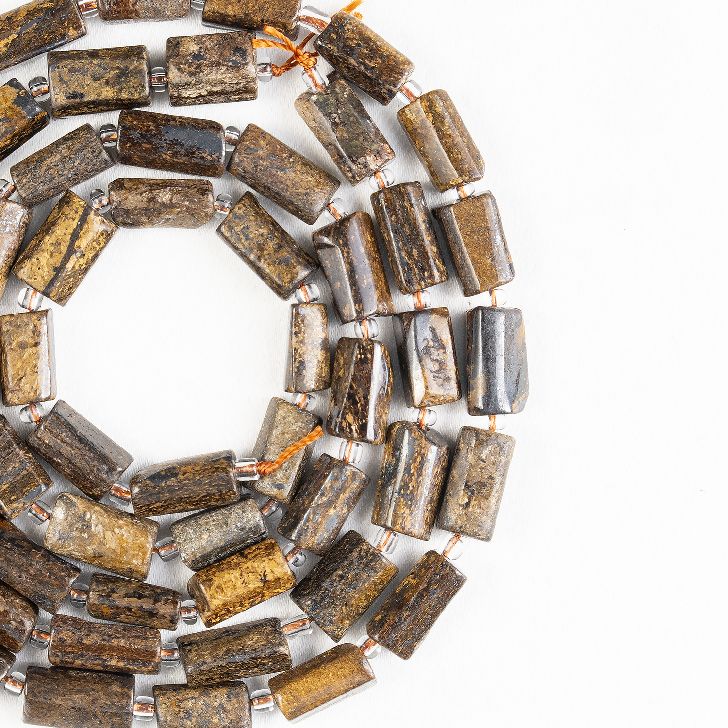 Bronzite  Gemstone Pipe Bead, Crystal Healing Tube Beads.