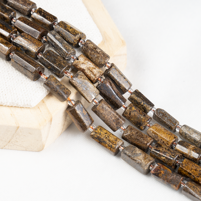 Bronzite  Gemstone Pipe Bead, Crystal Healing Tube Beads.