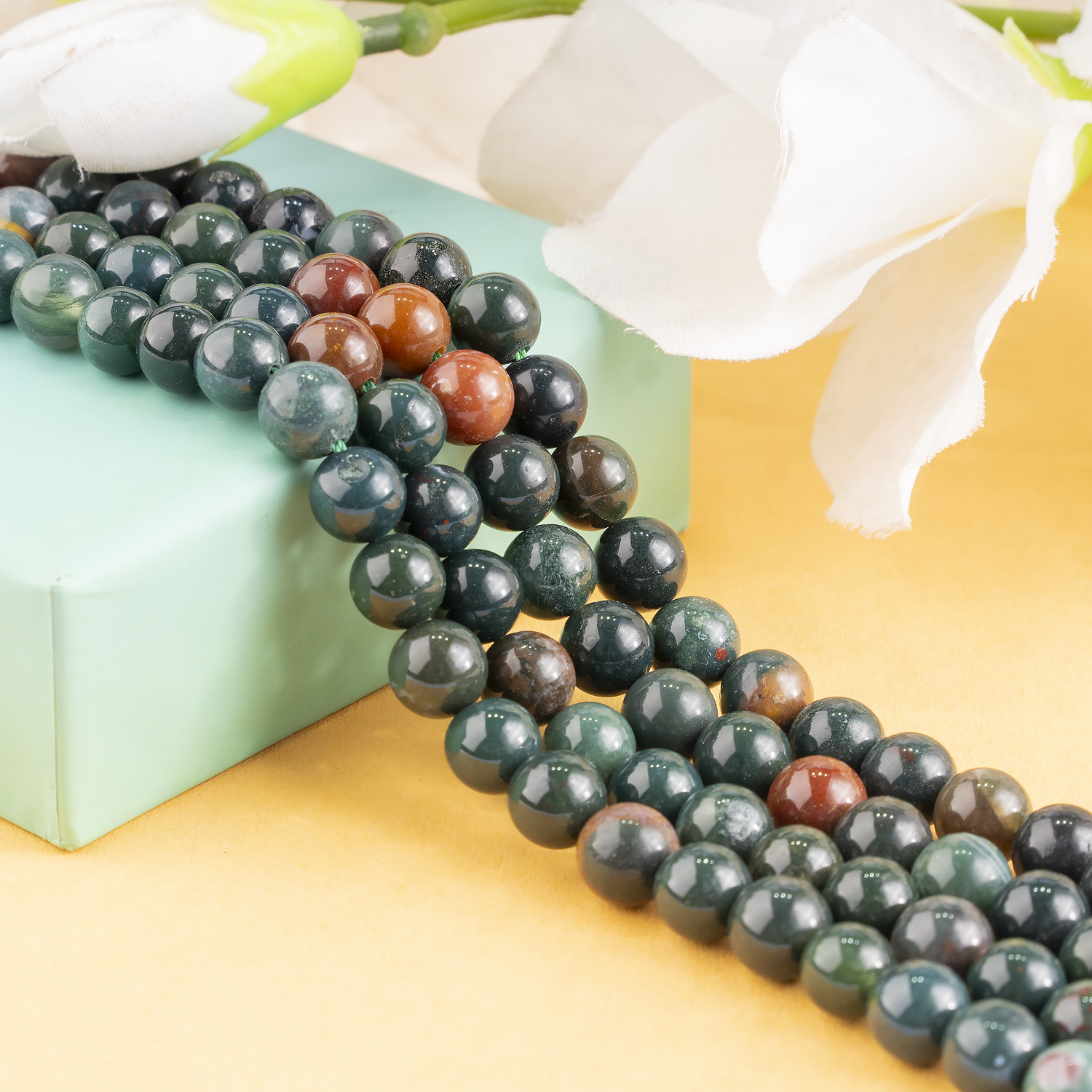 Bloodstone Beads, Natural Round Crystal Beads 4mm to 12mm  DestGlow
