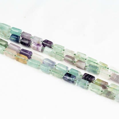 Multi Fluorite Gemstone Pipe Bead, Crystal Healing Tube Beads.