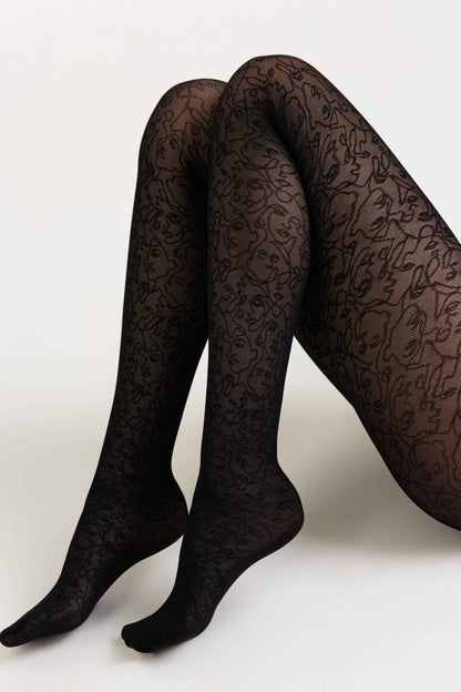 Fantasy Tights Conte Visages - Fantasy Pattern "Face"