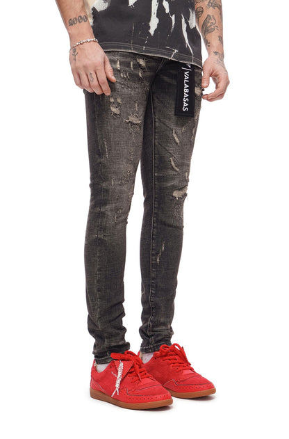 Valabasas Collage Skinny Jean - Grey Vintage Wash by Denim Exchange