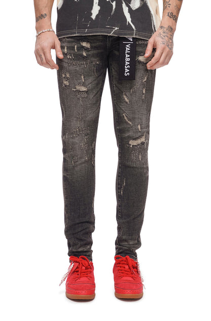 Valabasas Collage Skinny Jean - Grey Vintage Wash by Denim Exchange