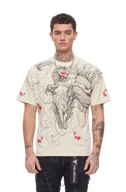 Valabasas Mythic Flow Tee - Beige by Denim Exchange