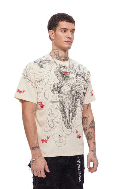 Valabasas Mythic Flow Tee - Beige by Denim Exchange