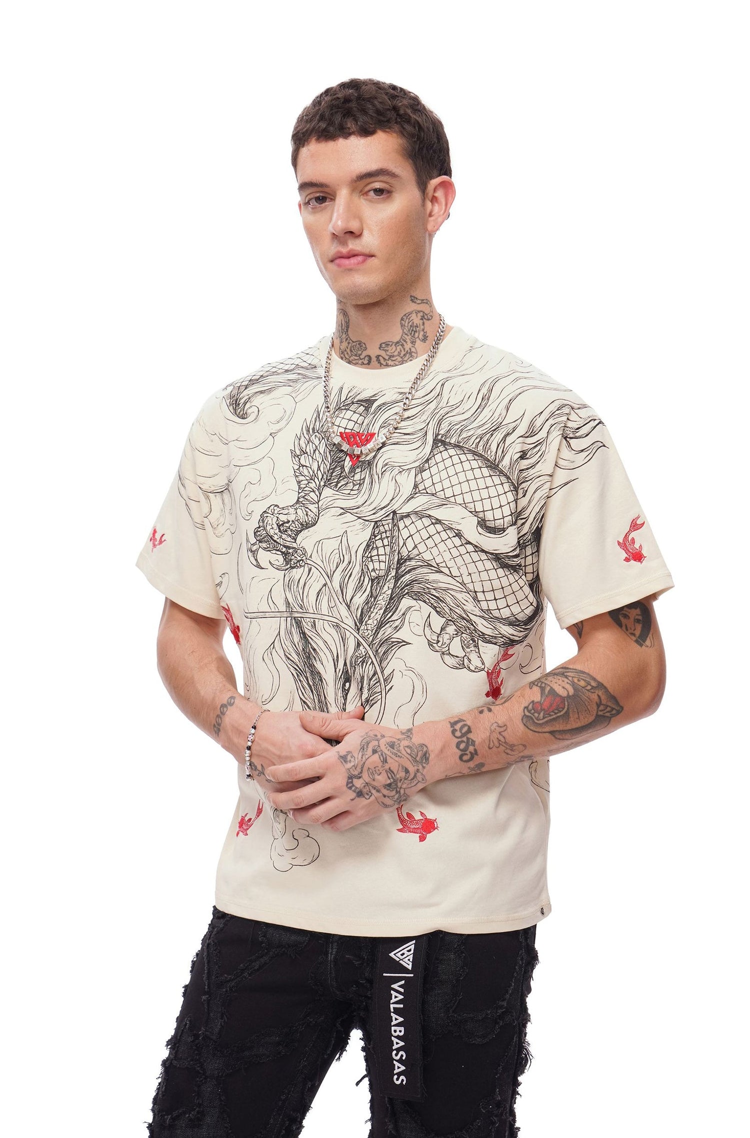 Valabasas Mythic Flow Tee - Beige by Denim Exchange