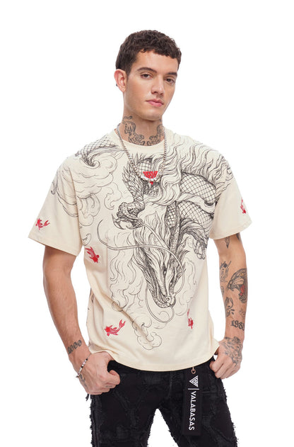 Valabasas Mythic Flow Tee - Beige by Denim Exchange