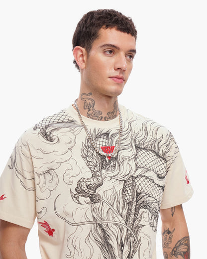 Valabasas Mythic Flow Tee - Beige by Denim Exchange