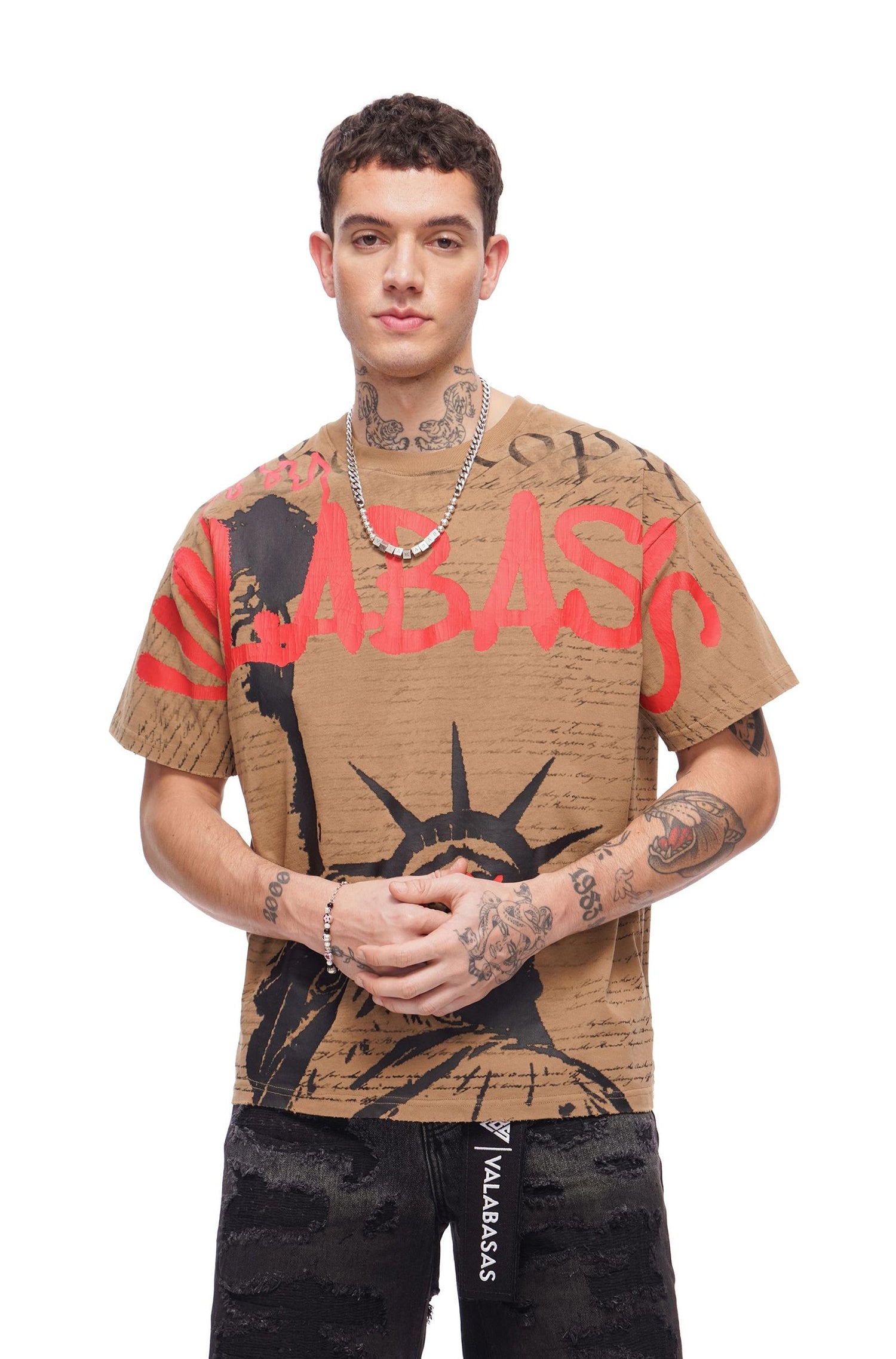 Valabasas Freedom Tee - Khaki by Denim Exchange
