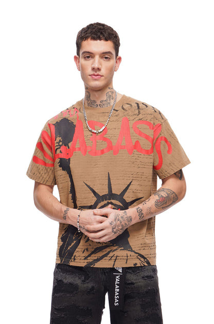 Valabasas Freedom Tee - Khaki by Denim Exchange