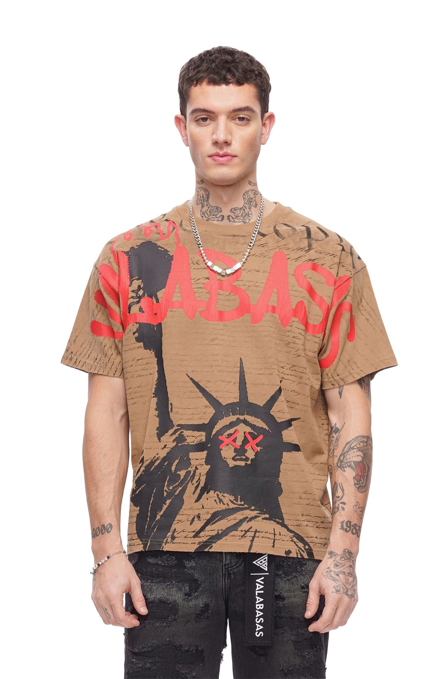 Valabasas Freedom Tee - Khaki by Denim Exchange