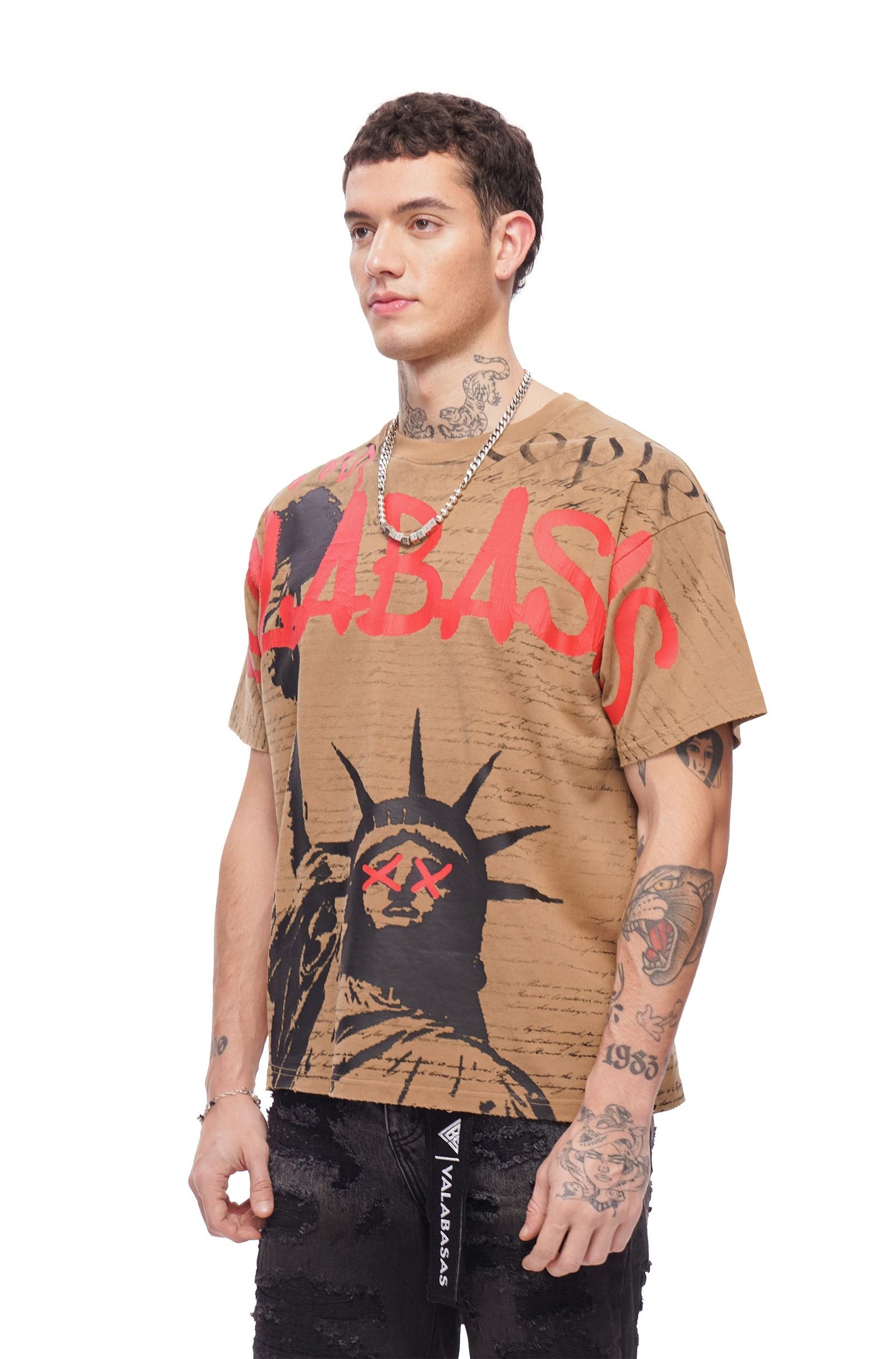 Valabasas Freedom Tee - Khaki by Denim Exchange