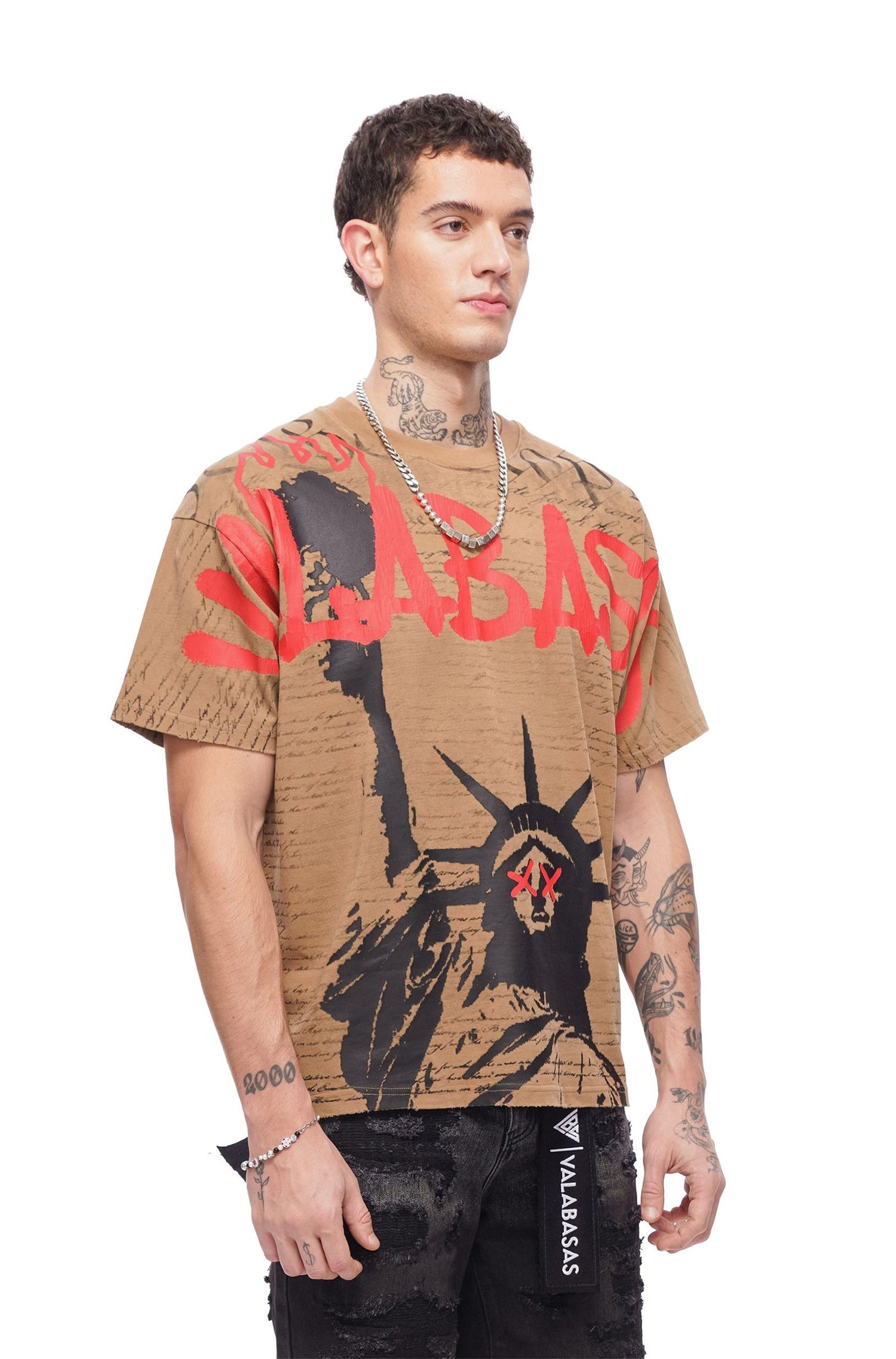 Valabasas Freedom Tee - Khaki by Denim Exchange