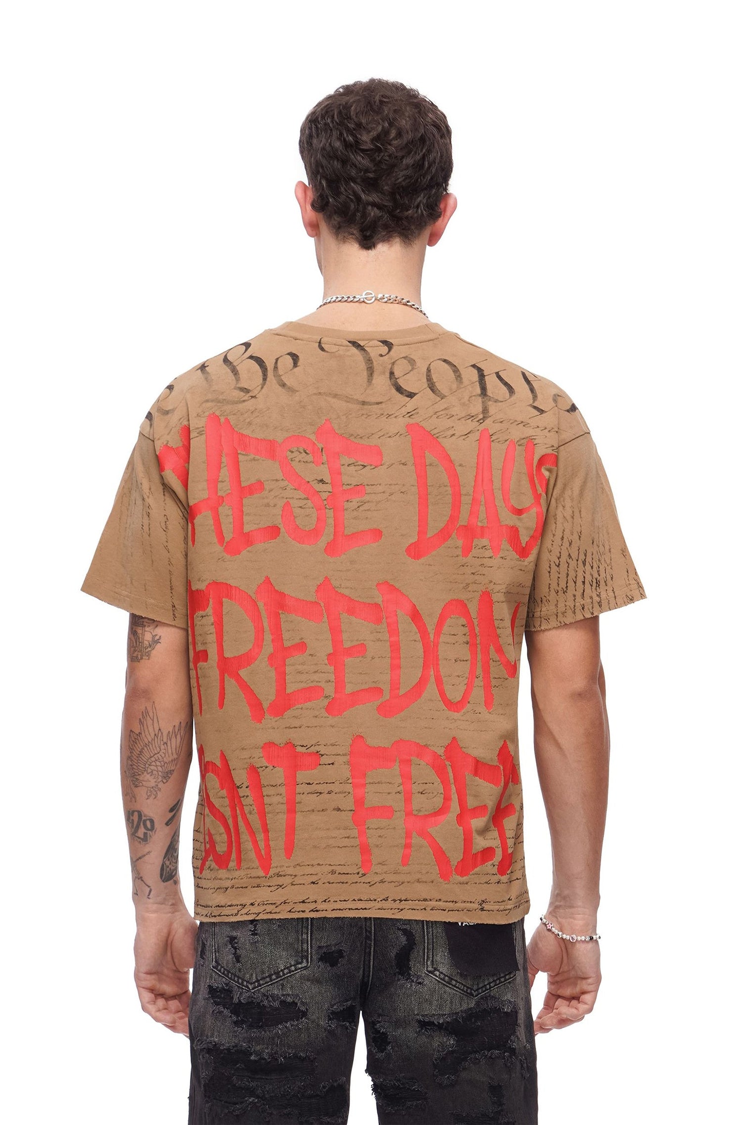 Valabasas Freedom Tee - Khaki by Denim Exchange