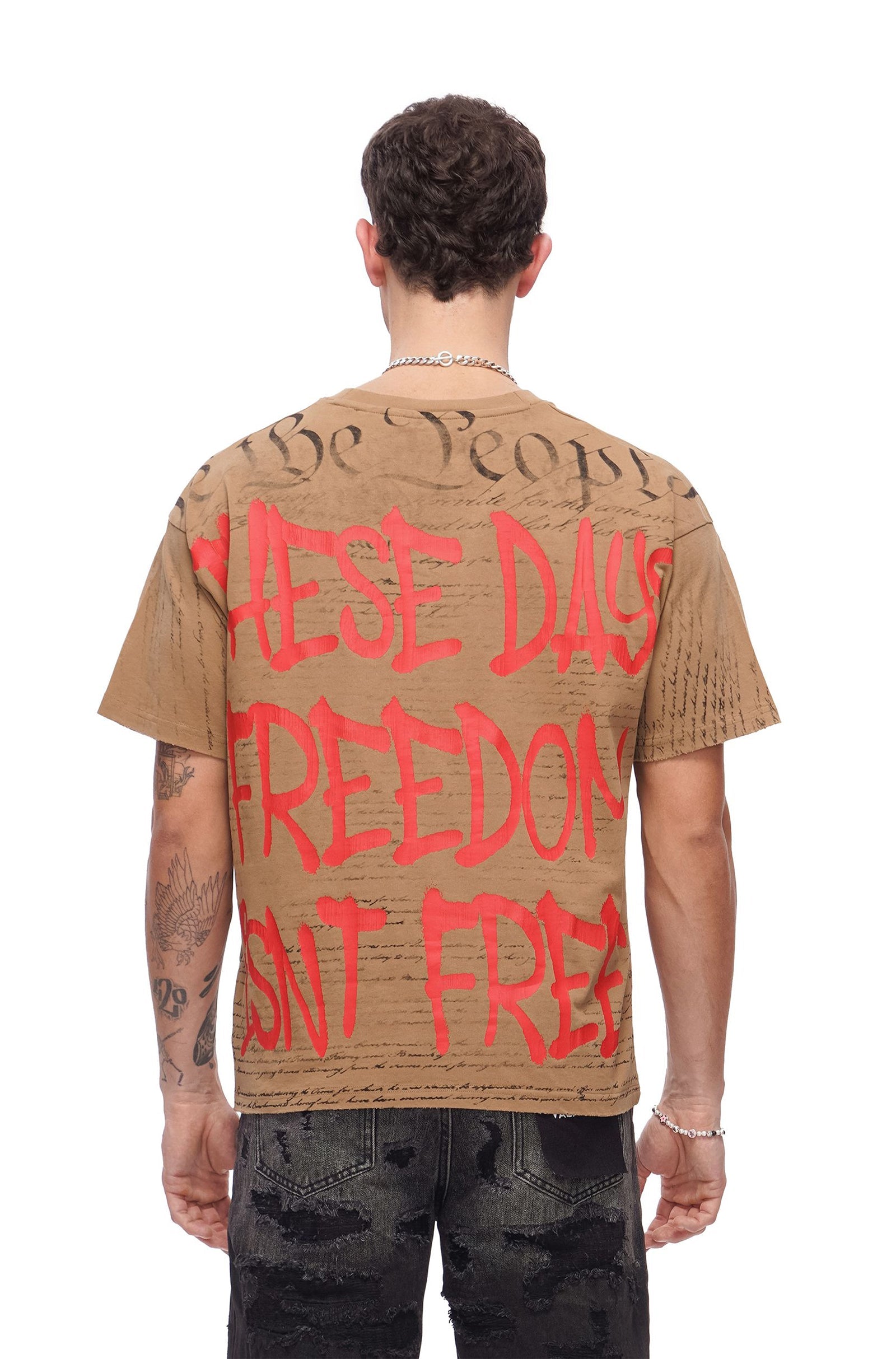 Valabasas Freedom Tee - Khaki by Denim Exchange