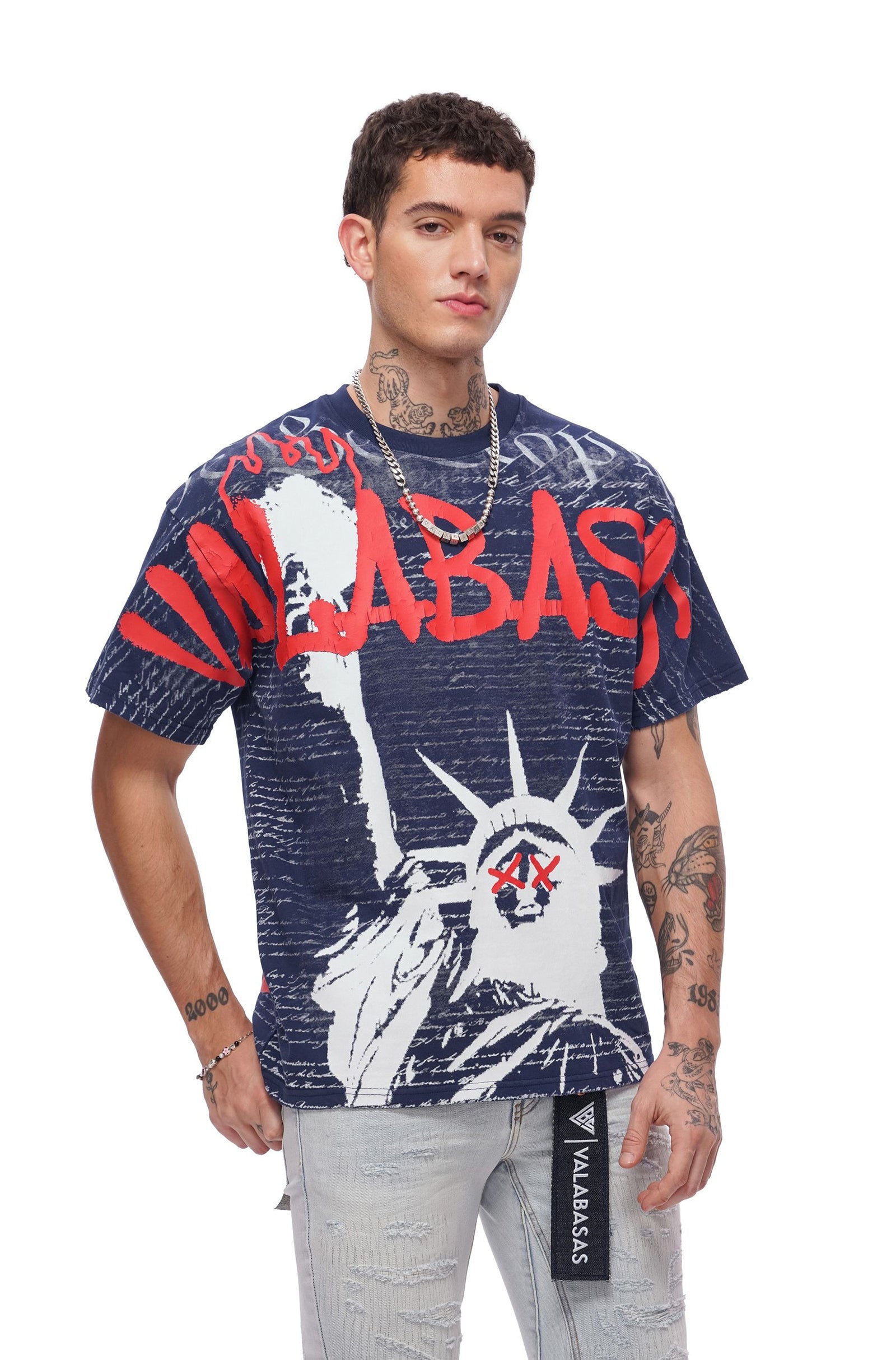 Valabasas Freedom Tee - Navy Blue by Denim Exchange