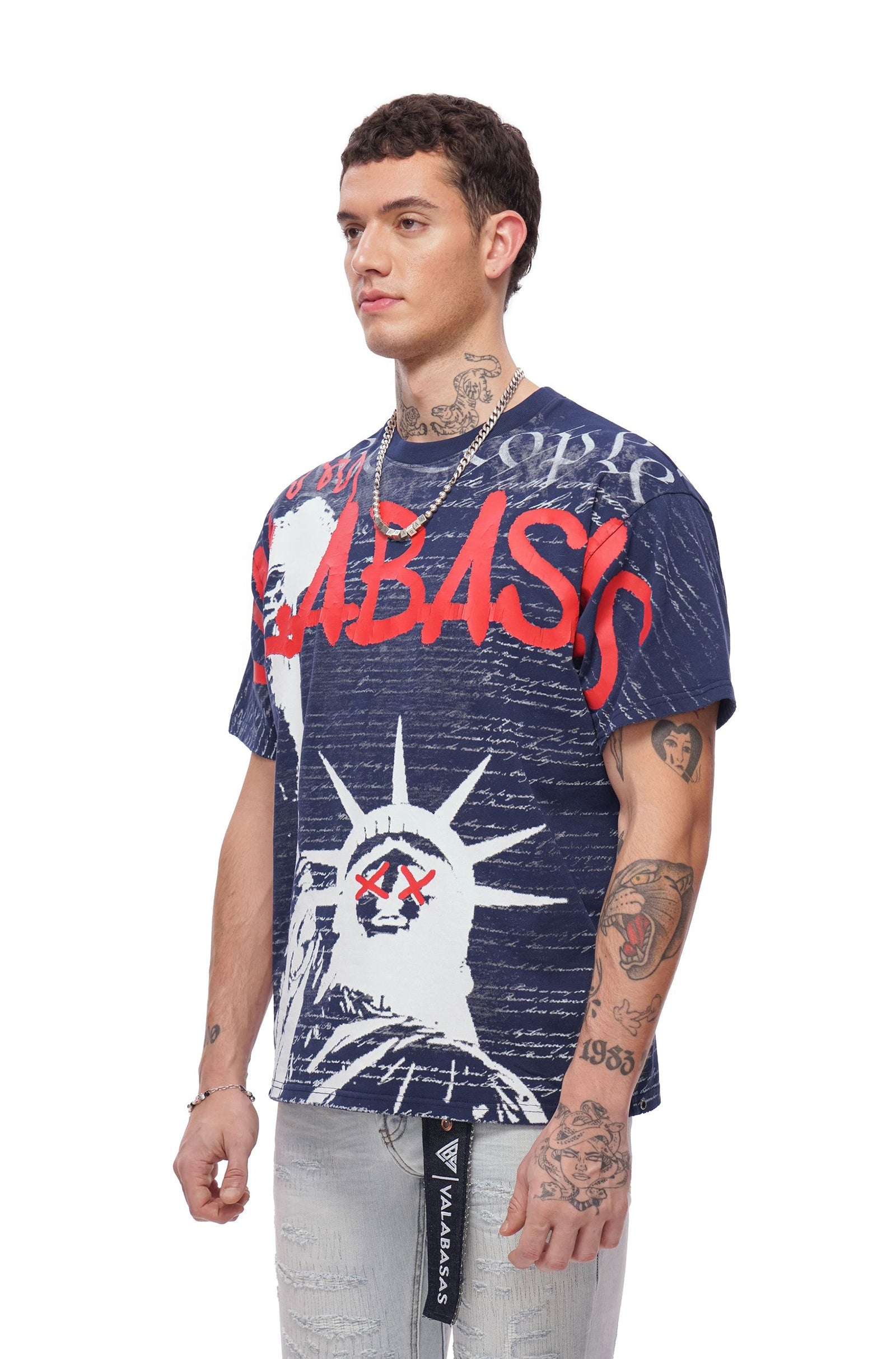 Valabasas Freedom Tee - Navy Blue by Denim Exchange