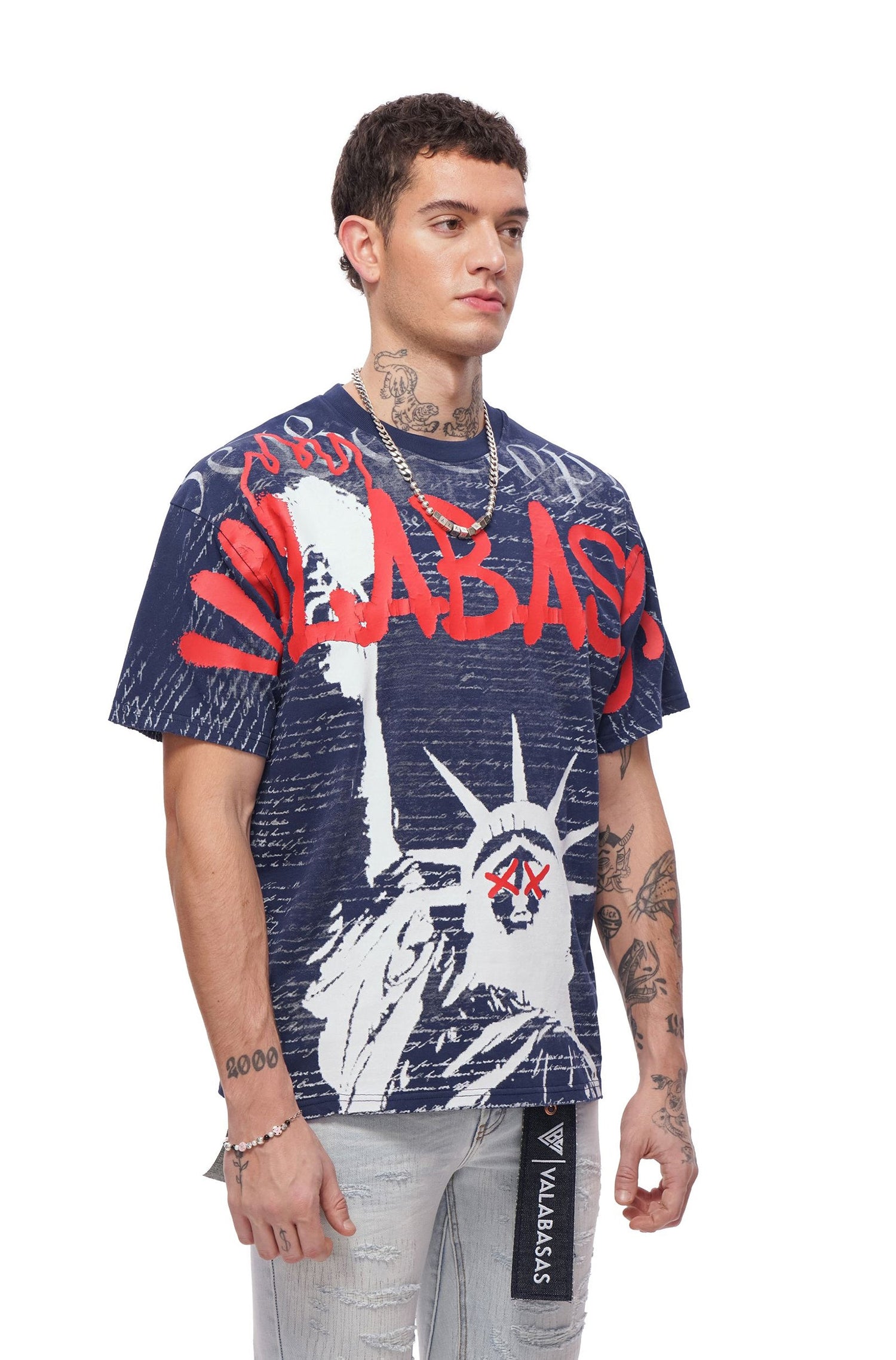 Valabasas Freedom Tee - Navy Blue by Denim Exchange