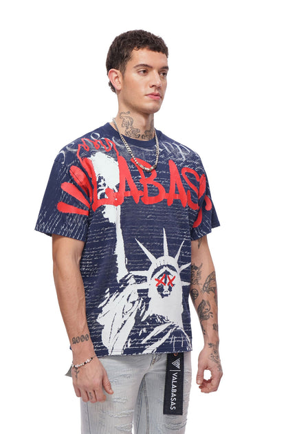 Valabasas Freedom Tee - Navy Blue by Denim Exchange