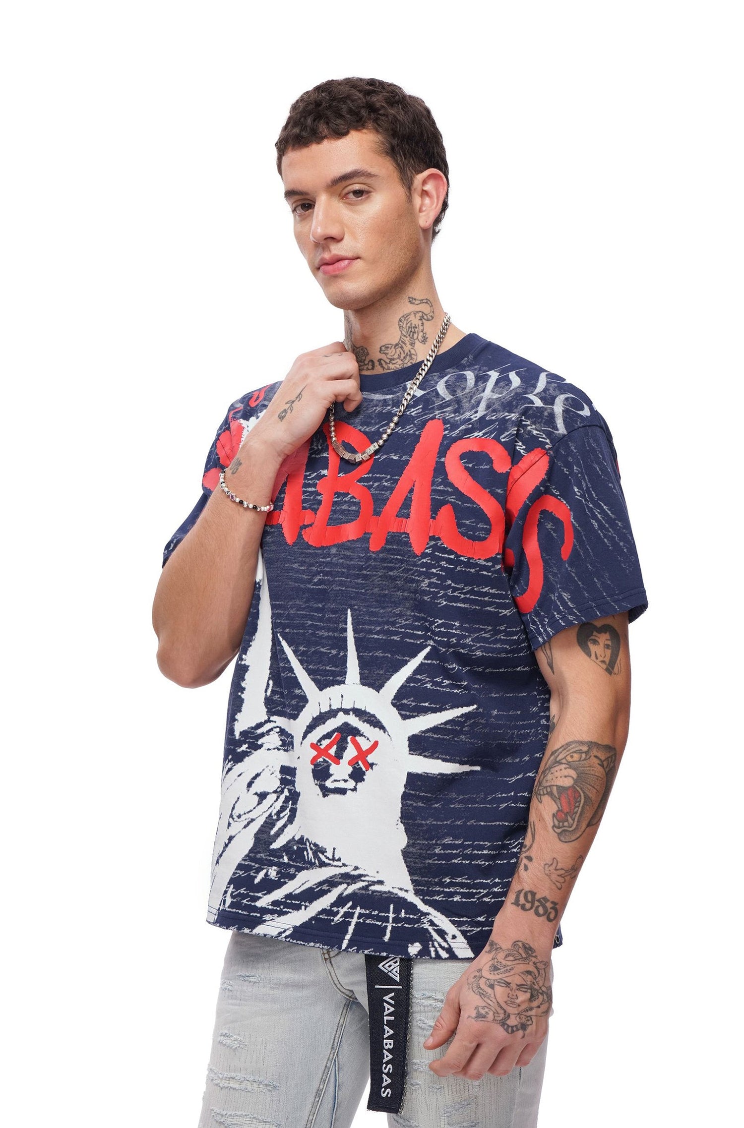 Valabasas Freedom Tee - Navy Blue by Denim Exchange