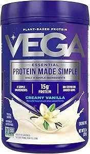 Vega Protein Made Simple Protein Powder, Vanilla - Stevia Free, Vegan, Plant Based, Healthy, Gluten Free, Pea Protein for Women and Men, 9.2 oz (Packaging May Vary)
