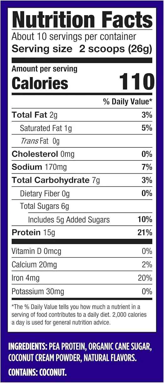 Vega Protein Made Simple Protein Powder, Vanilla - Stevia Free, Vegan, Plant Based, Healthy, Gluten Free, Pea Protein for Women and Men, 9.2 oz (Packaging May Vary)