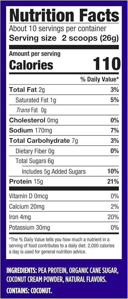 Vega Protein Made Simple Protein Powder, Vanilla - Stevia Free, Vegan, Plant Based, Healthy, Gluten Free, Pea Protein for Women and Men, 9.2 oz (Packaging May Vary)