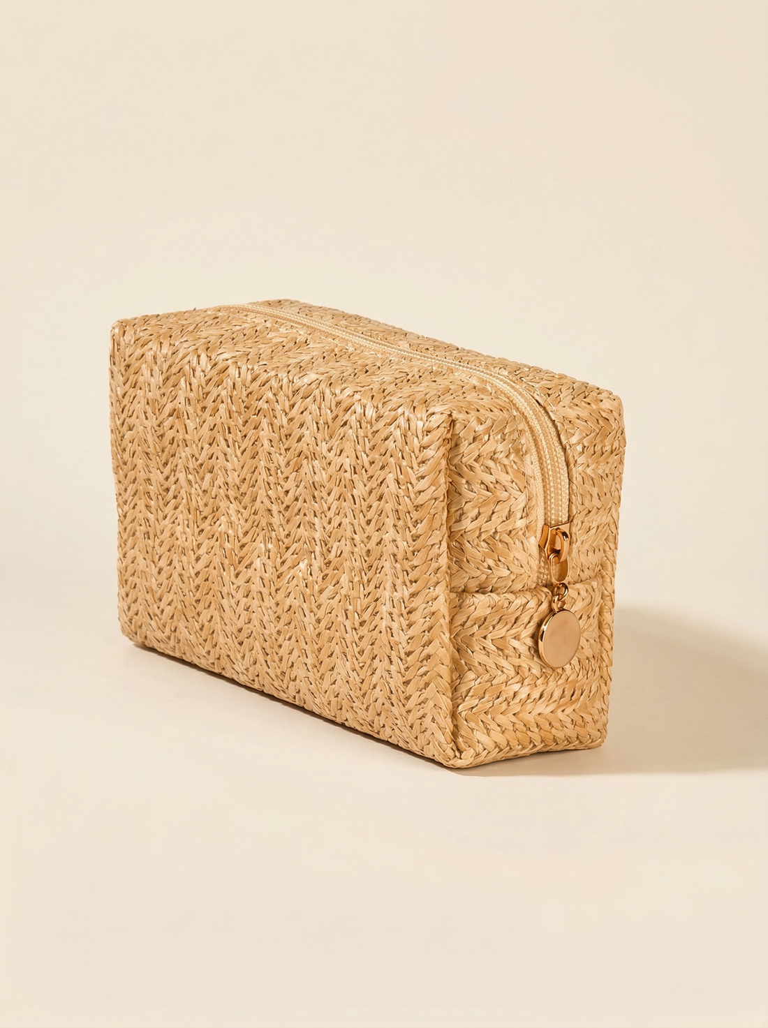 Vintage Woven Straw Makeup Bag Travel Cosmetic Toiletry Organizer Pouch by LINTICO