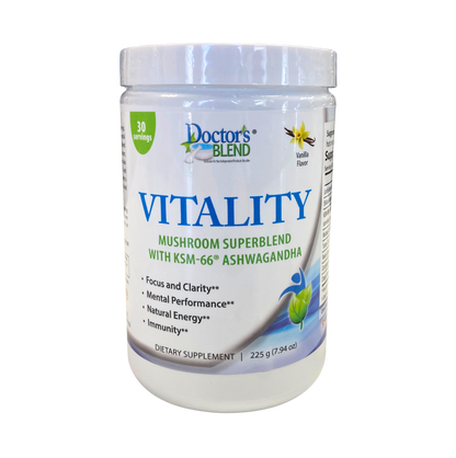 Vitality Mushroom SuperBlend Powder with Ashwagandha by Country Life Natural Foods