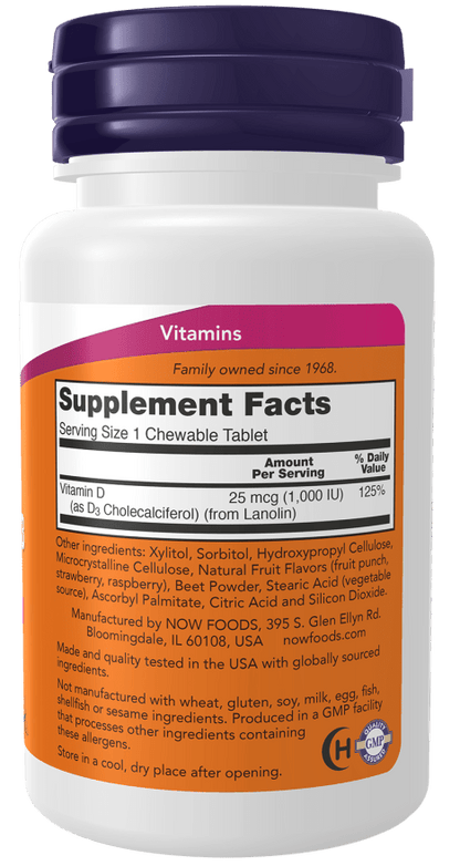 Vitamin D-3 1,000 IU, Chewable by Country Life Natural Foods