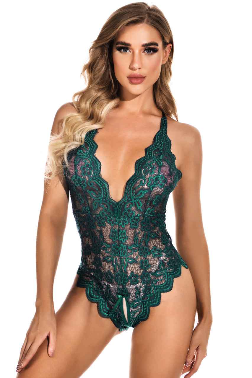 Split Crotch Lace Teddy