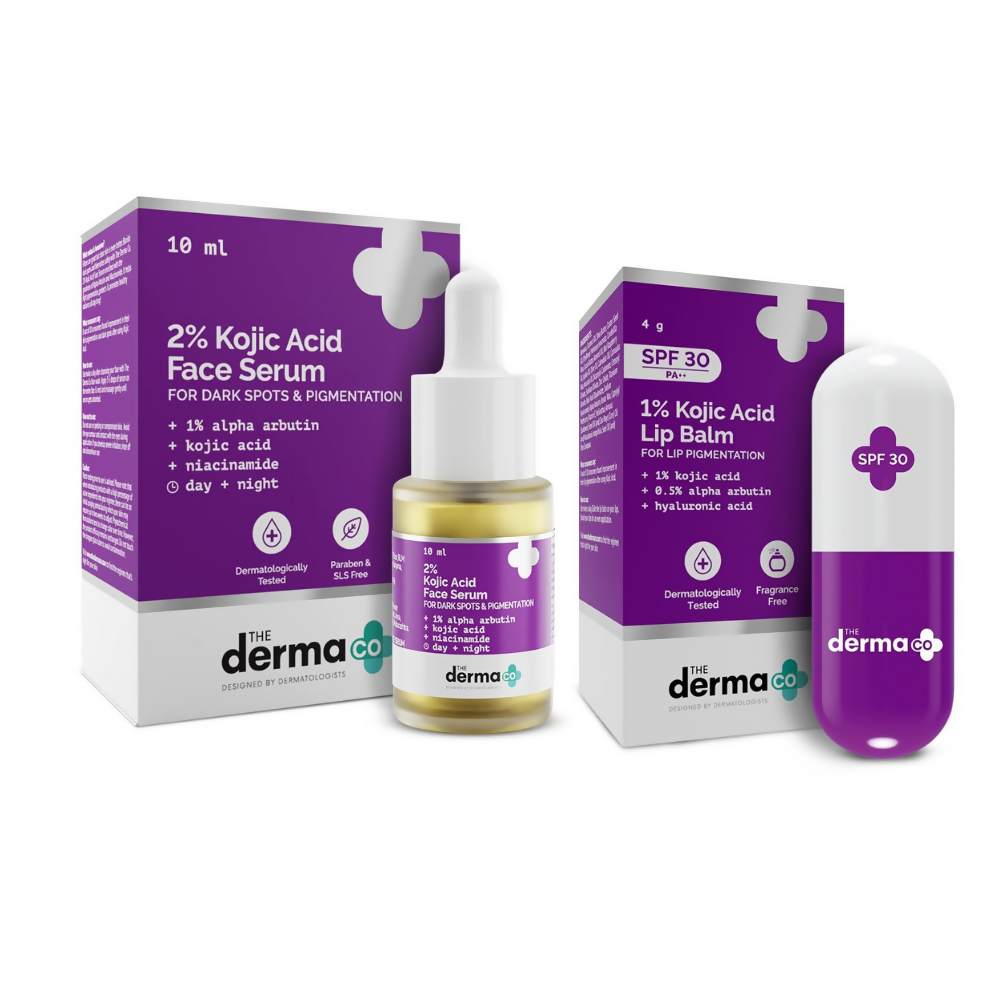 The Derma Co 2% Kojic Acid Face Serum &amp; 1% Kojic Acid Lip Balm