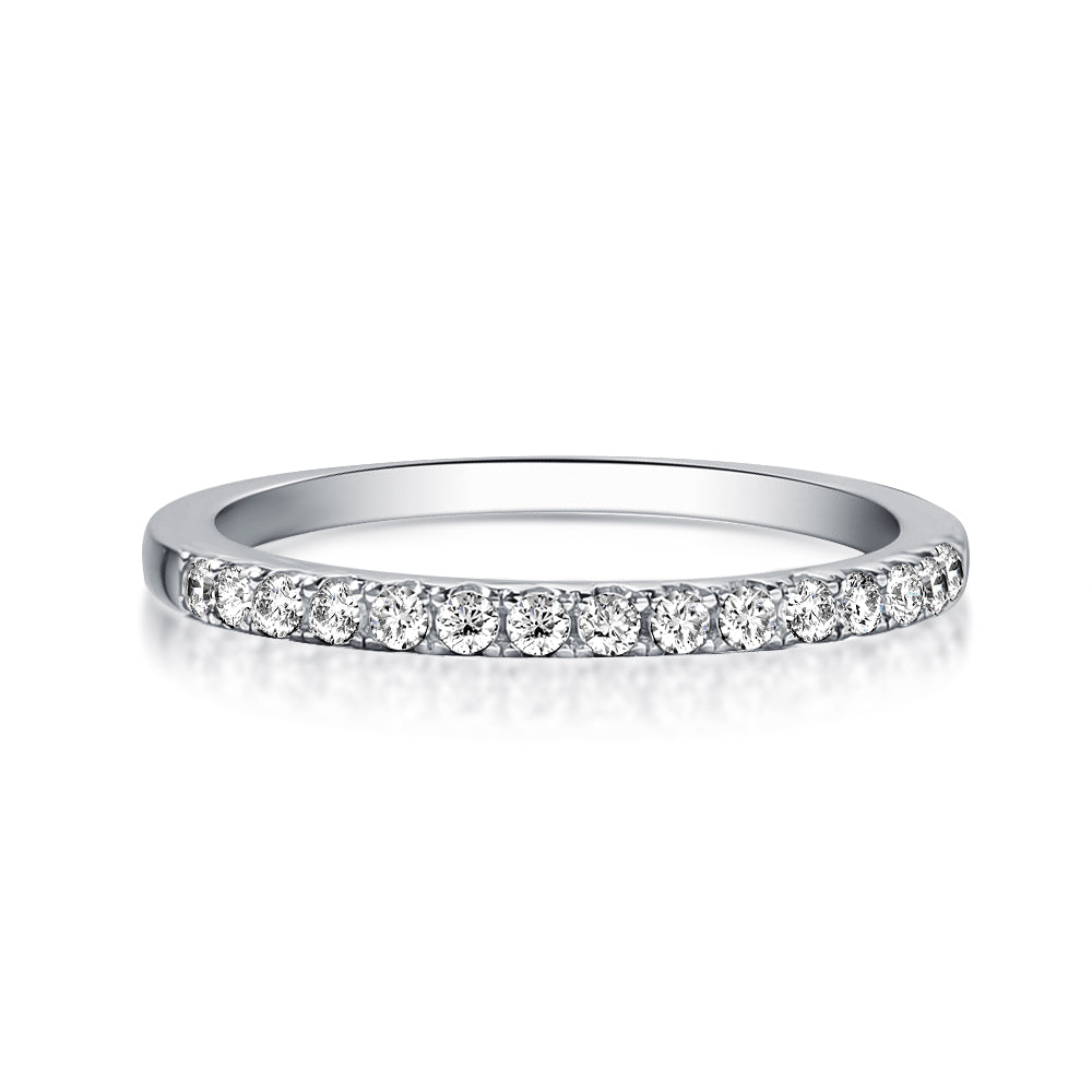 Rodiffy Moissanite 0.5 Ct Round Cut Half Halo White Gold Anniversary Ring 