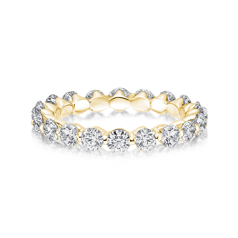 Rodiffy Moissanite 1.5 Ct Round Cut Yellow Gold Anniversary Ring 
