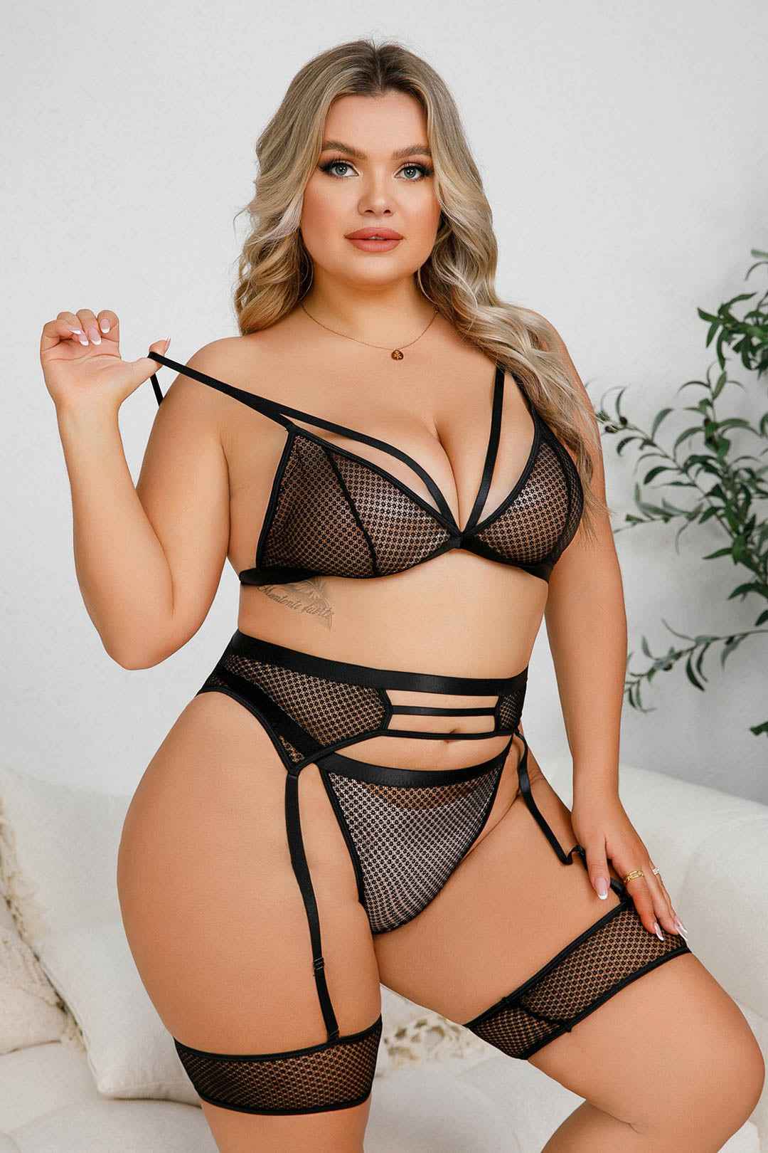 Plus Size Stunning Strappy Bra Set